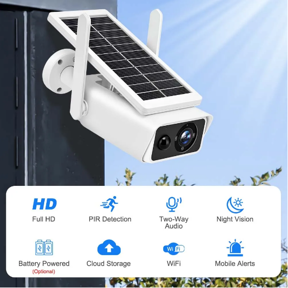 4MP Solar Camera Wifi Outdoor Night Vision Security CCTV Video PIR Detection Bullet Cams iCsee